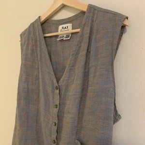 Flax Linen Tank Top Vest Button Down
